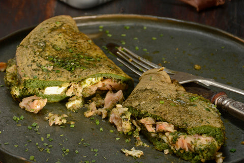 Spinach Omelette with Smoked Salmon