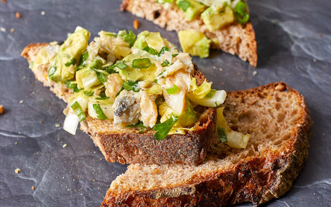 AVOCADO SALAD TOAST WITH SMOKED TROUT