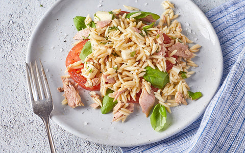 ORZO TUNA SALAD WITH TOMATOES