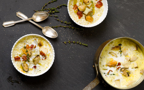 COLES SMOKED MUSSELS BISQUE WITH FENNEL AND POTATOES