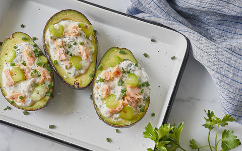 SALMON STUFFED AVOCADOS