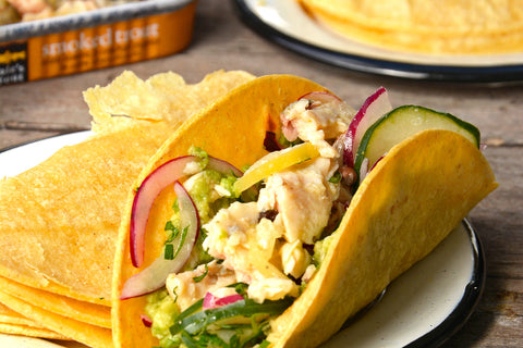 Corn Tacos with Smoked Trout with Lemon & Pepper