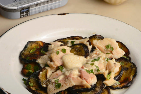 Trout with Roasted Eggplant and Yogurt